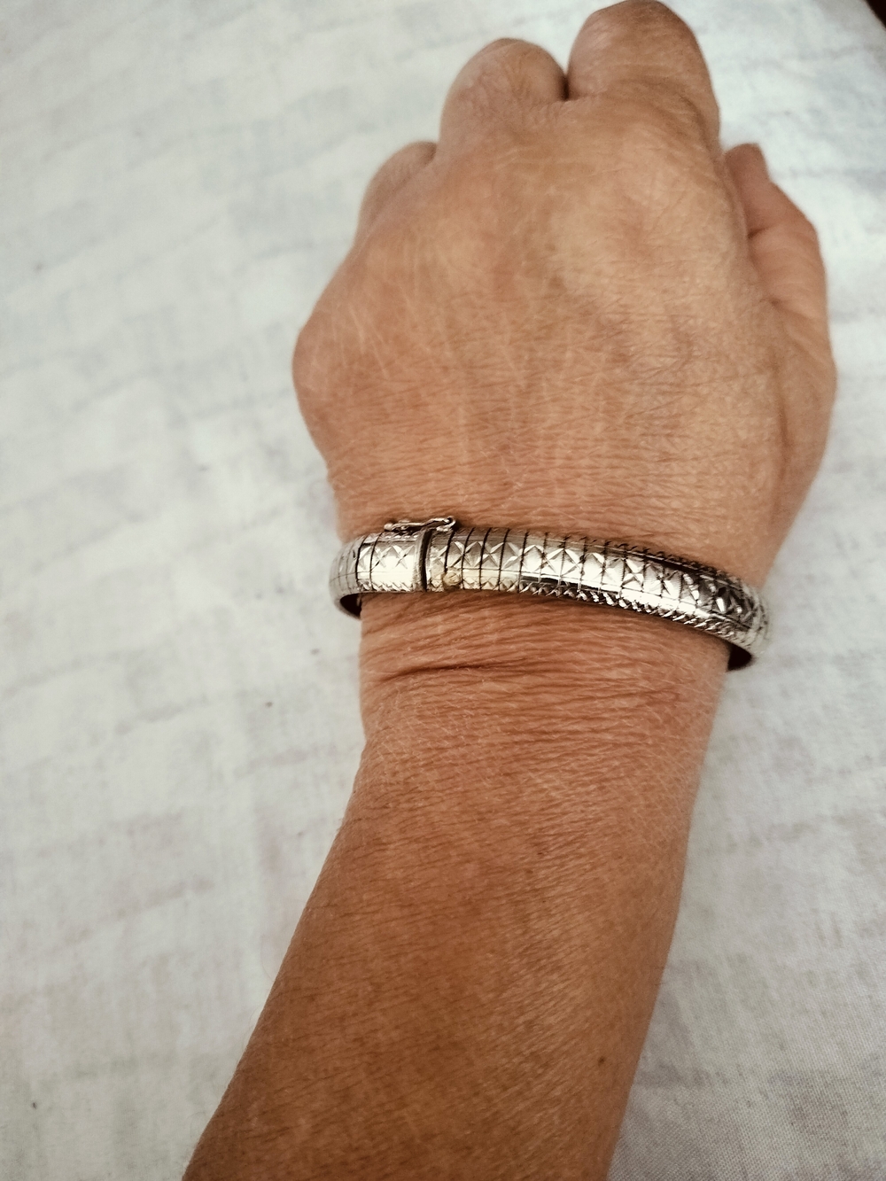 Sterling Silver Textured Snake-Style Reptile Bracelet
